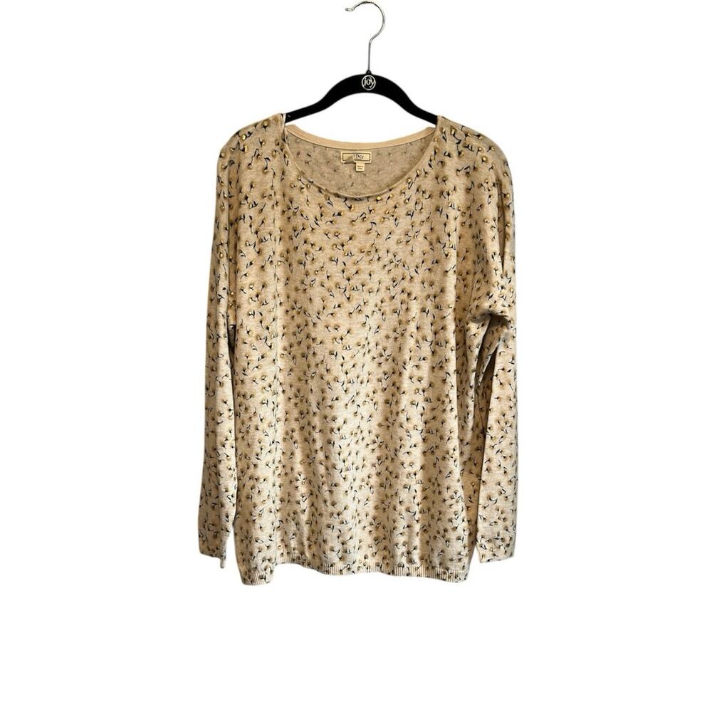 Fat Face Floating Dandelion Knit Floral Top Sweater 100% Cotton Size 12